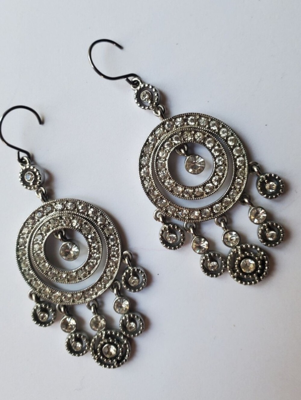 Circular crystal earrings. New, never worn.